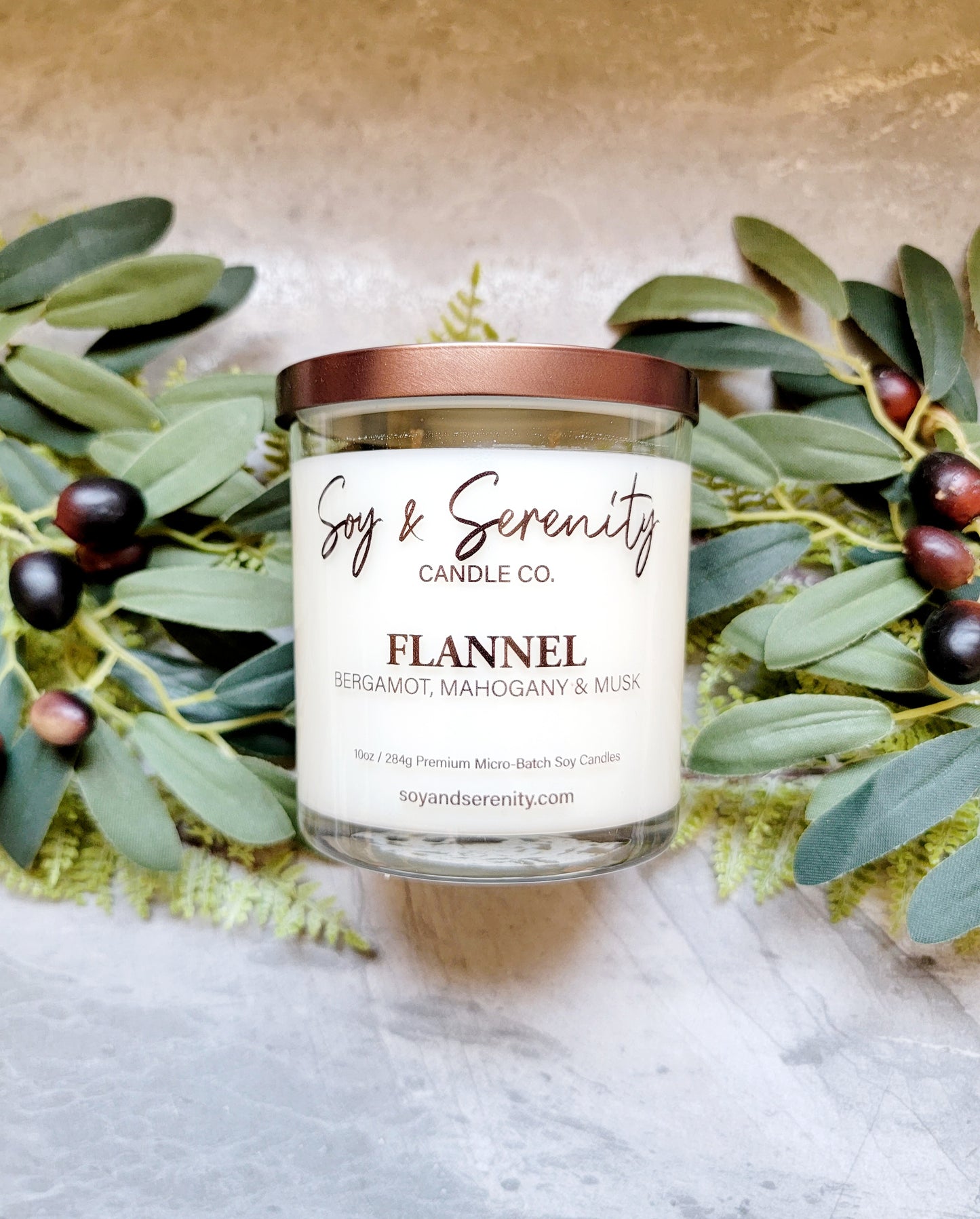 Flannel Soy Candle | Bergamot • Mahogany | Soy & Serenity