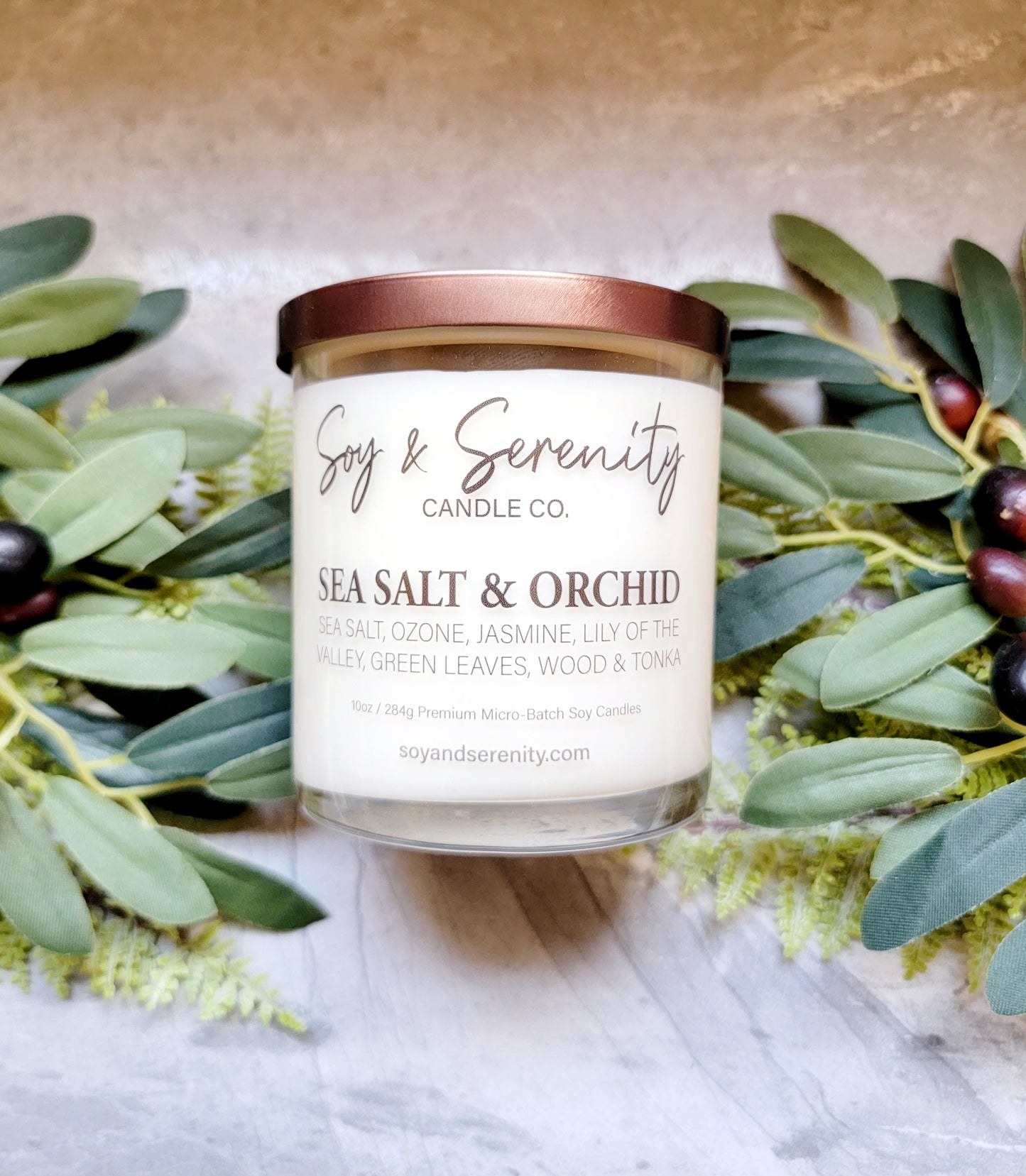 Sea Salt & Orchid Soy Candle | Freesia • Amber • Tonka Bean | Soy & Serenity