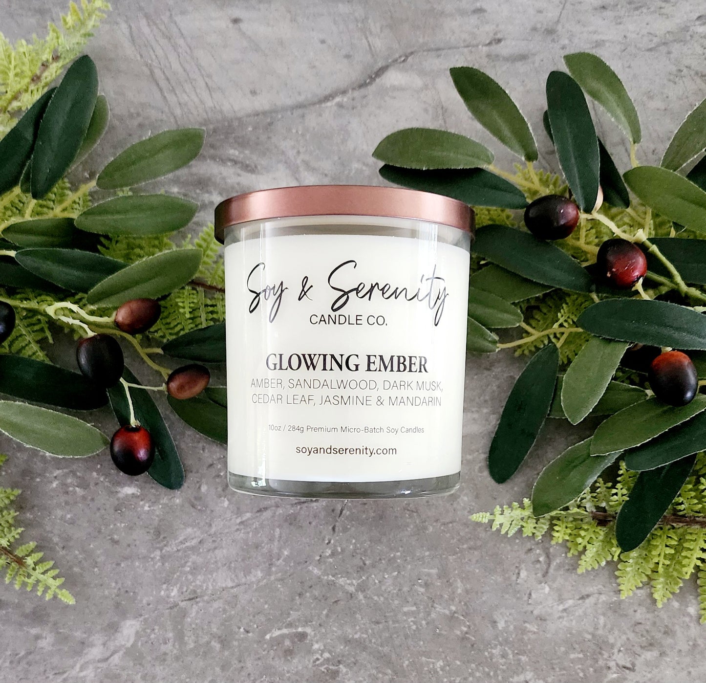Glowing Ember Soy Candle | Amber • Jasmine • Sandalwood | Soy & Serenity