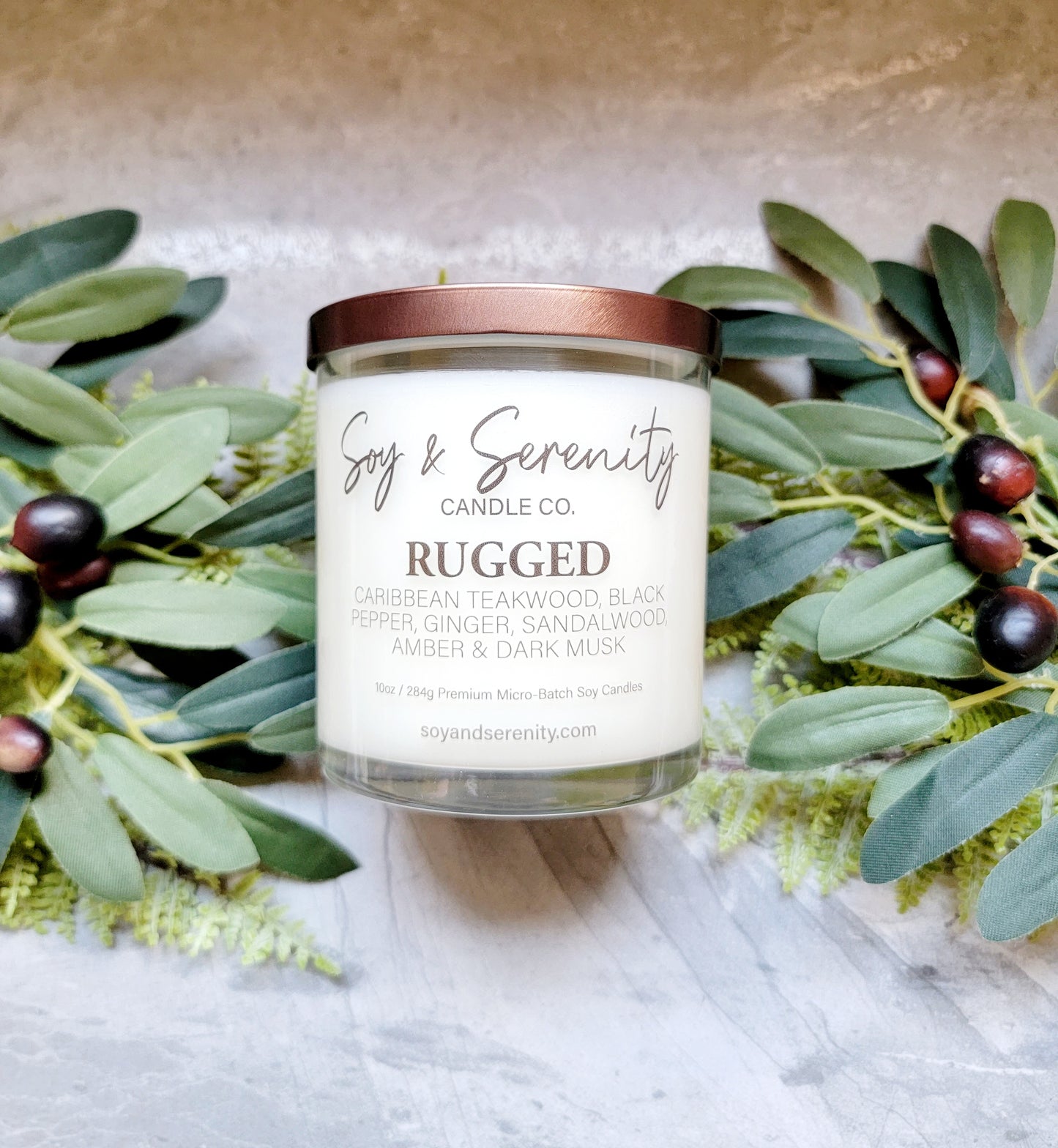 Rugged Soy Candle | Tobacco • Teakwood • Sandalwood | Soy & Serenity