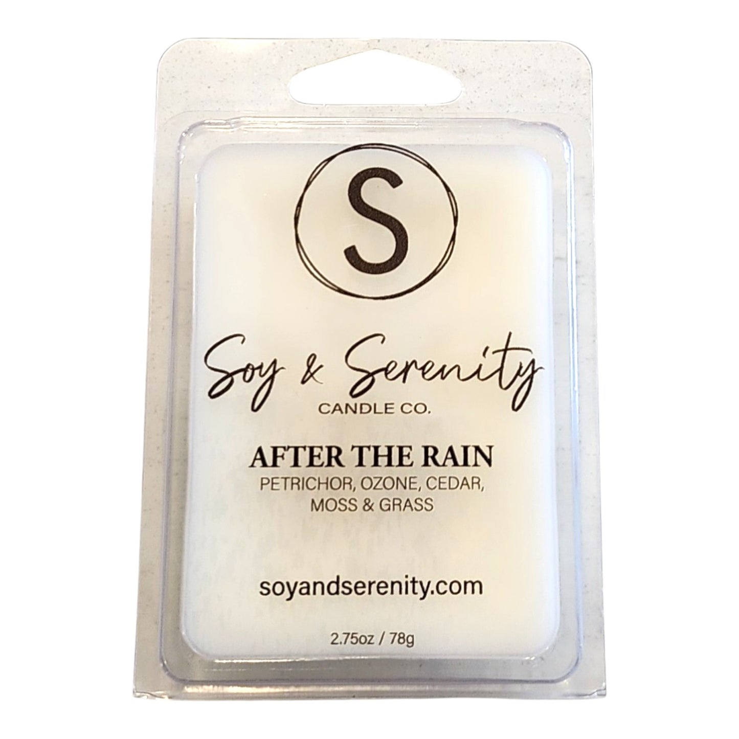 Non-toxic soy wax melt in After the Rain scent by Soy & Serenity Candle Co. on a white background