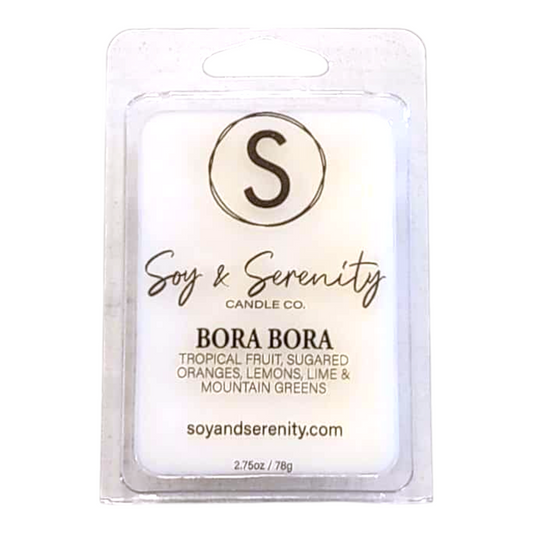 Soy wax melts with tropical fruit and citrus notes on a white background, non toxic soy wax melts.