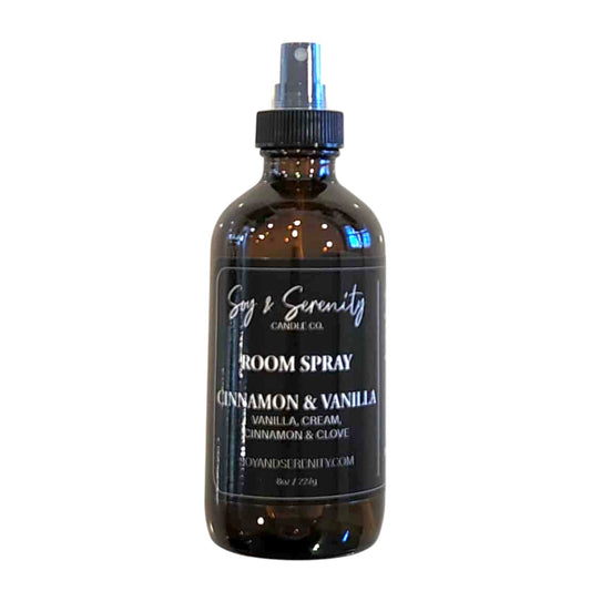 Room spray with warm bakery sweetness and Christmas spice. Cozy vanilla air freshener on white background.