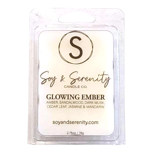 soy wax melts with amber, jasmine, sandalwood, musk, and plum notes on a white background, non toxic soy wax melts.