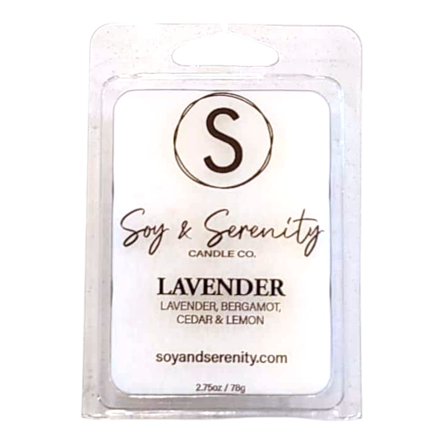 soy wax melts with lavender, bergamot, cedar, and lemon notes on a white background, non toxic soy wax melts