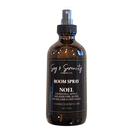 Room spray with fir needle, apple, Siberian pine, fir balsam, and patchouli notes on a white background, clean Christmas home fragrance.