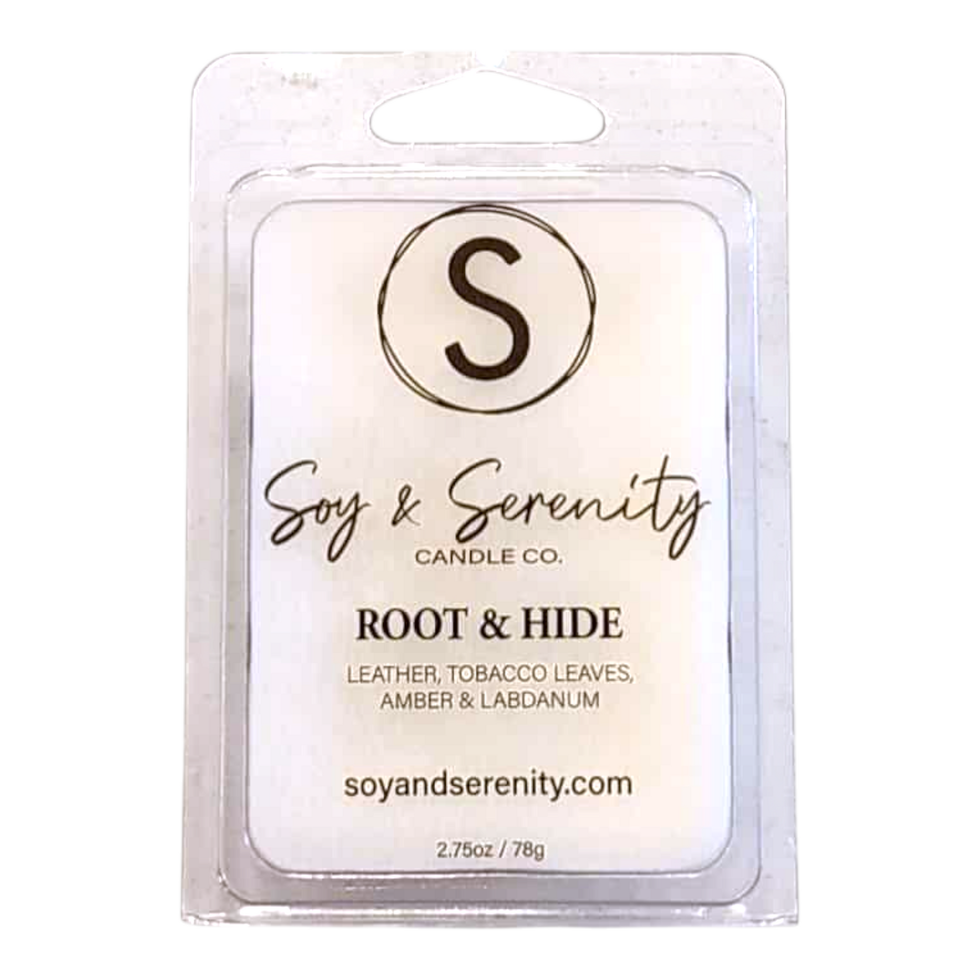 Soy wax melts with leather, tobacco leaf, amber, and labdanum notes on a white background, non toxic soy wax melts.